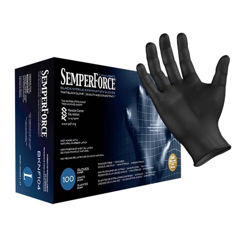 SEMPERFORCE EXAM GRADE BLACK NITRILE - Tagged Gloves